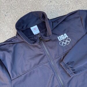 Vintage USA‎ Olympics Track Jacket Full Zip Black Sportswear Large